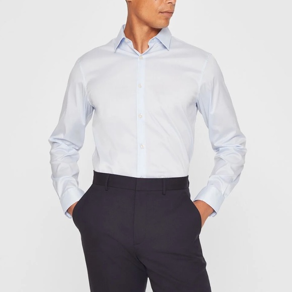 Stretch Poplin Dress Shirt - New With Tags - NEVER WORN - Blue